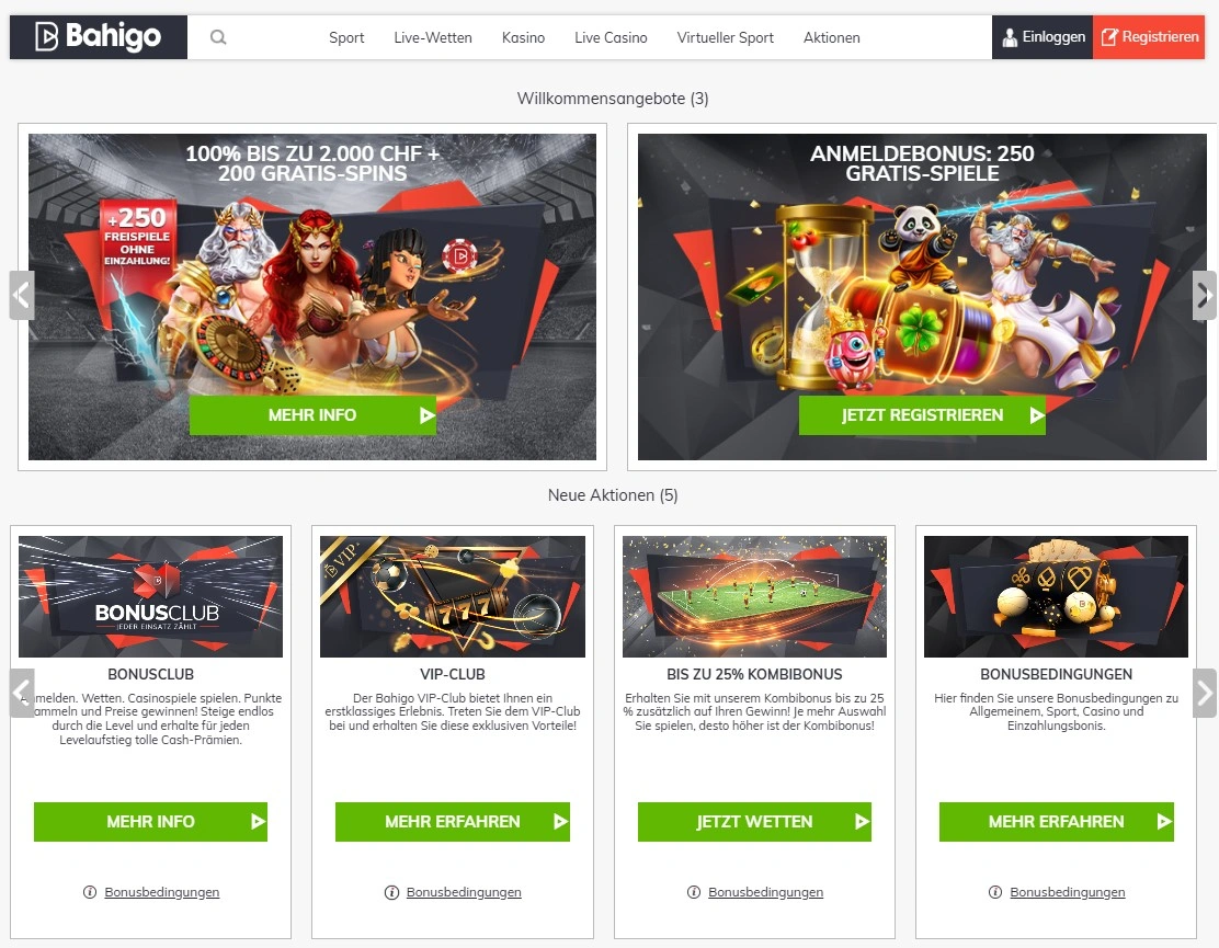 Bahigo Casino: Besondere Promotions und Boni