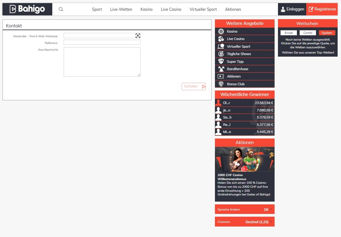 Bahigo Casino: Live-Chat Support nutzen